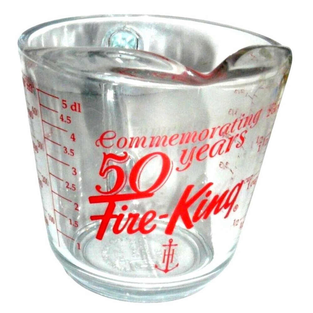 Anchor Hocking Fire-King 50th Anniversary 16 Oz Glass Measuring Cup Red Vintage